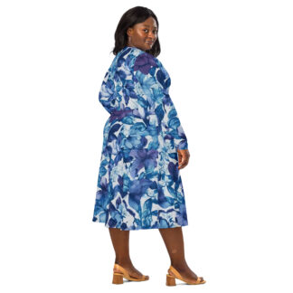 All-over print long sleeve midi dress