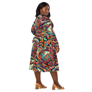 Global long sleeve midi dress