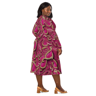 Pink Gold paisley long sleeve midi dress