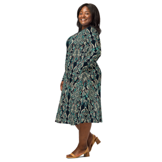 Blue Black  Paisley midi dress